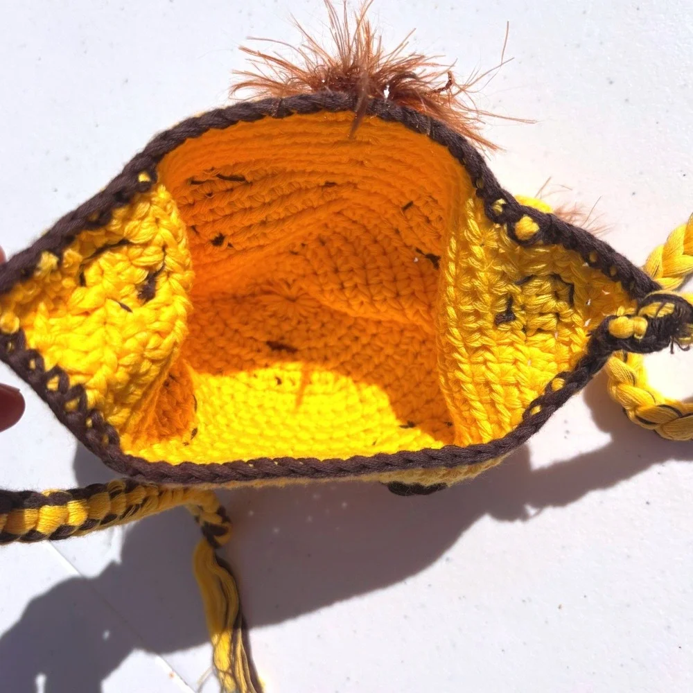 Newborn Giraffe Crochet Beanie Kids One Size Yellow Good Braided Earflap Hat